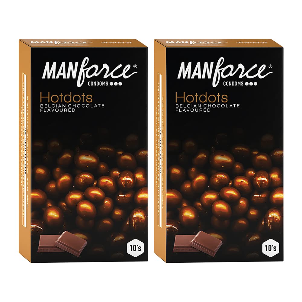 Manforce Premium Hotdots Belgian Chocolate Flavoured Condoms - (Pack of 2) 10N each