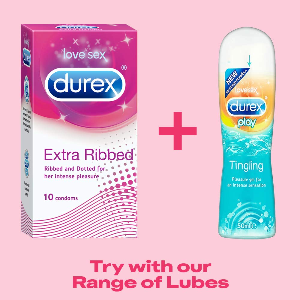 Durex Extra Ribbed Condoms for Men (10 Pieces) - Pack of 2