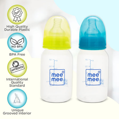 Mee Mee Premium Baby Feeding Bottle (Blue & Light Green-125ml)