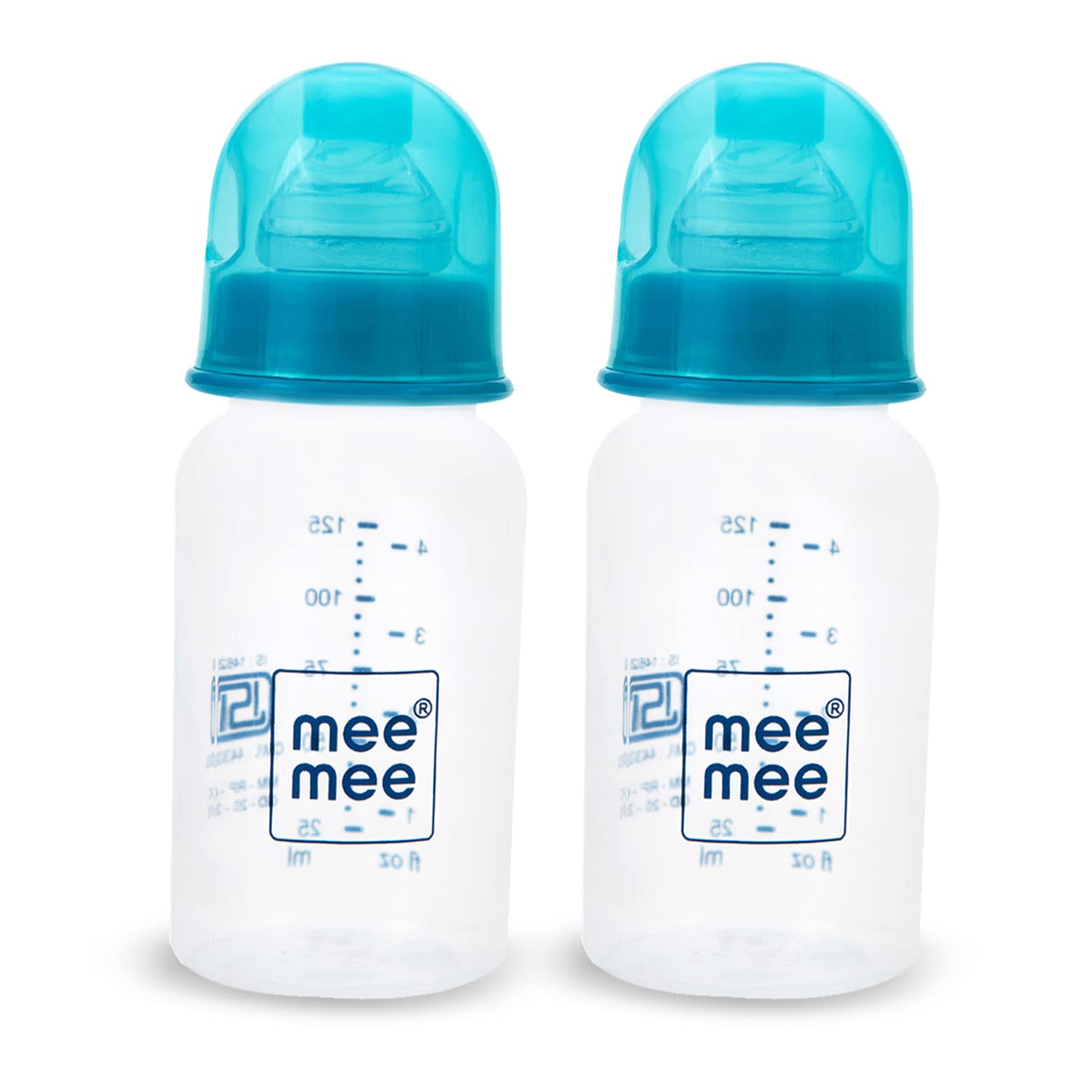 Mee Mee Premium Baby Feeding Bottle (Blue, 125 ml- Pack of 2)