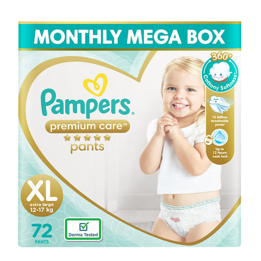 Pampers Premium Care Pants Diapers Monthly Mega Box Pack (XL) - (72 Pieces)