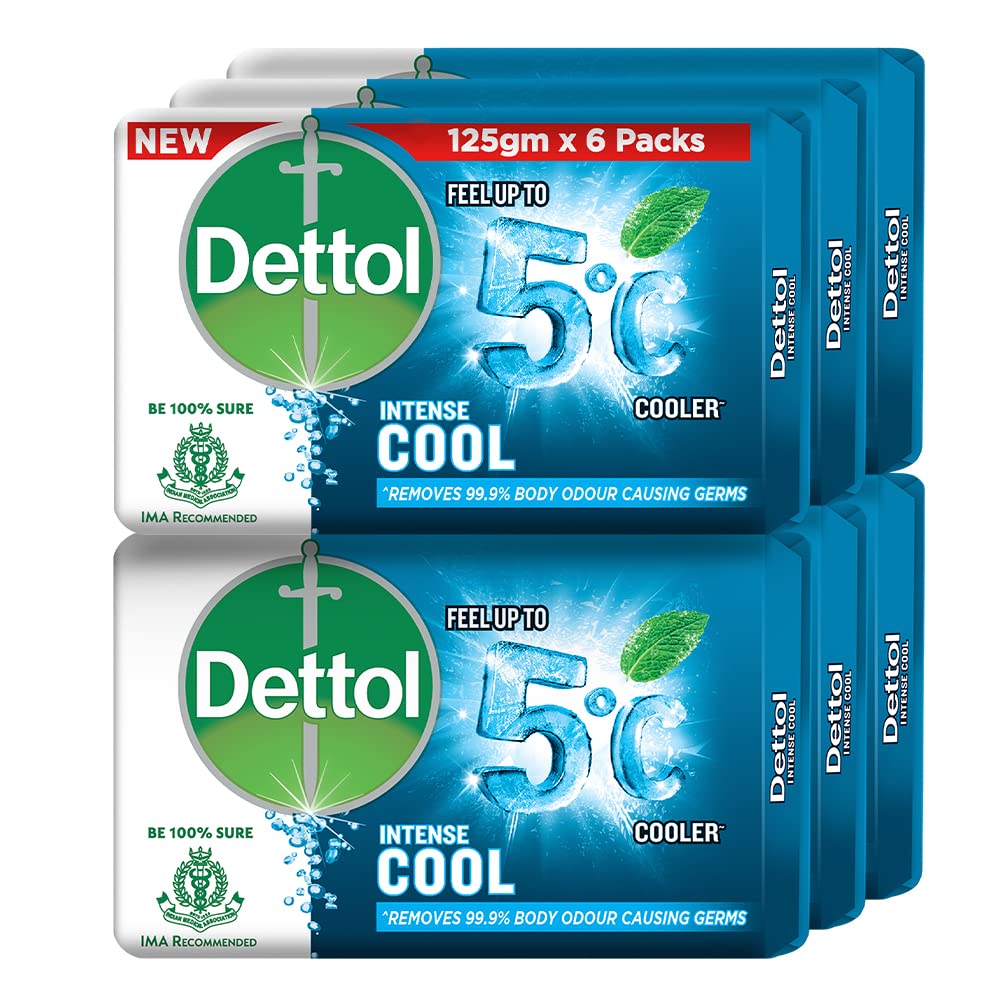 Dettol Cool Menthol Soap (125gm each) - Pack of 6, Dettol Cool Menthol Soap 