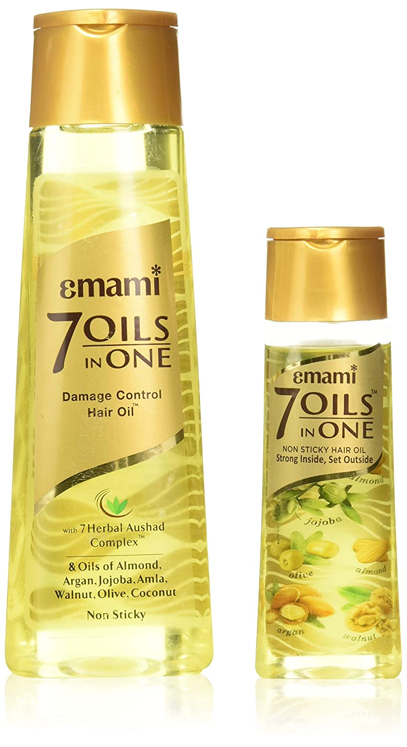Emami 7 Oils In One, Non Sticky & Non Greasy Hair Oil with Goodness of Almond Oil, Coconut Oil, Argan Oil and Amla Oil - 300ml + 100ml, Emami 7 Oils In One, Non Sticky & Non Greasy Hair Oil with Goodness of Almond Oil, Coconut Oil, Argan Oil and Amla Oil 