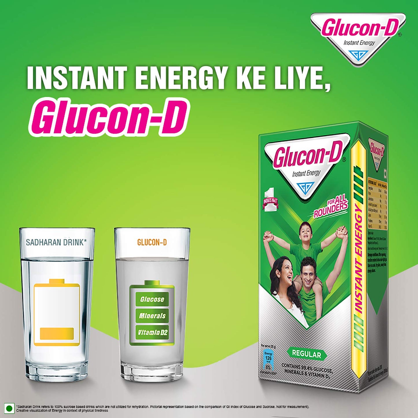 Glucon-D Instant Energy, Regular Pack - 1kg Refill