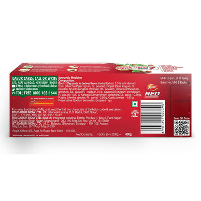 Dabur Red Toothpaste - (200GM each) - Pack of 2 - Caresupp.in