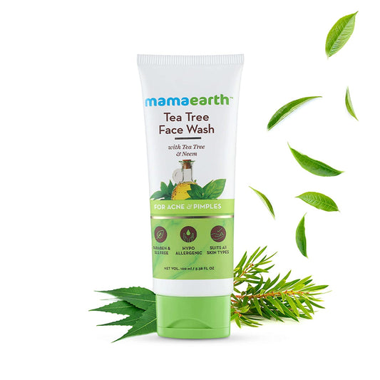 Mamaearth Face Wash With Tea Tree & Neem 100ml, Mamaearth Face Wash With Tea Tree & Neem , best face wash for acne and pimple, mamearth face wash