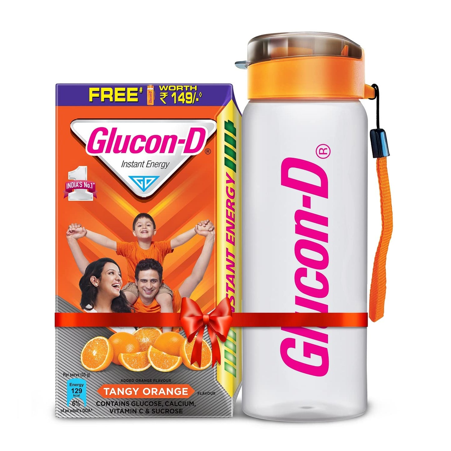 Glucon-D Instant Energy Health Drink Tangy Orange - 1kg Refill with free bottle, Glucon-D