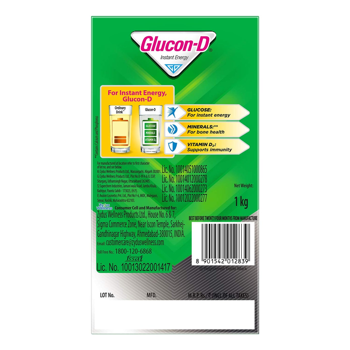 Glucon-D Instant Energy, Regular Pack - 1kg Refill