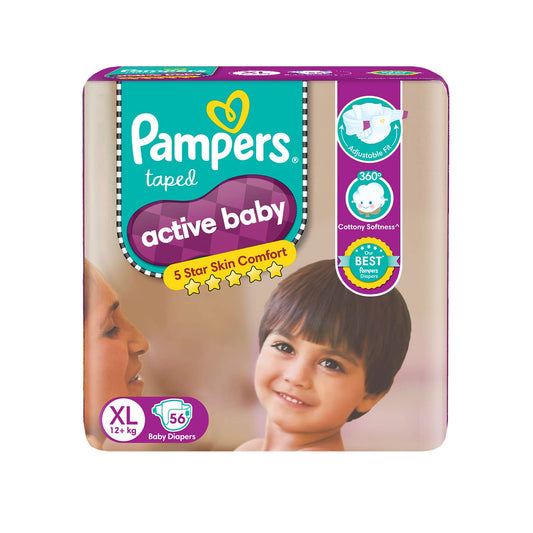 Pampers Active Baby Diapers (XL) - (56 Pieces), Diapers