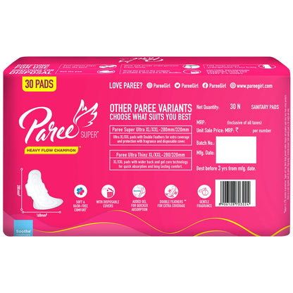 Paree Super Soft Sanitary Pads for Women With Double Feathers (Size - XL) - 30 Pads