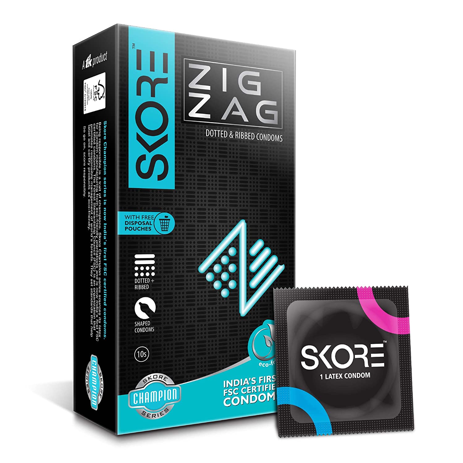 Skore Zig Zag Dotted Condoms -10 Pieces