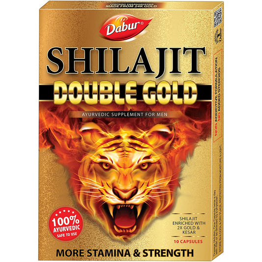 Dabur Shilajit Double Gold for Stamina and Rejuvenation (10 Capsules)
