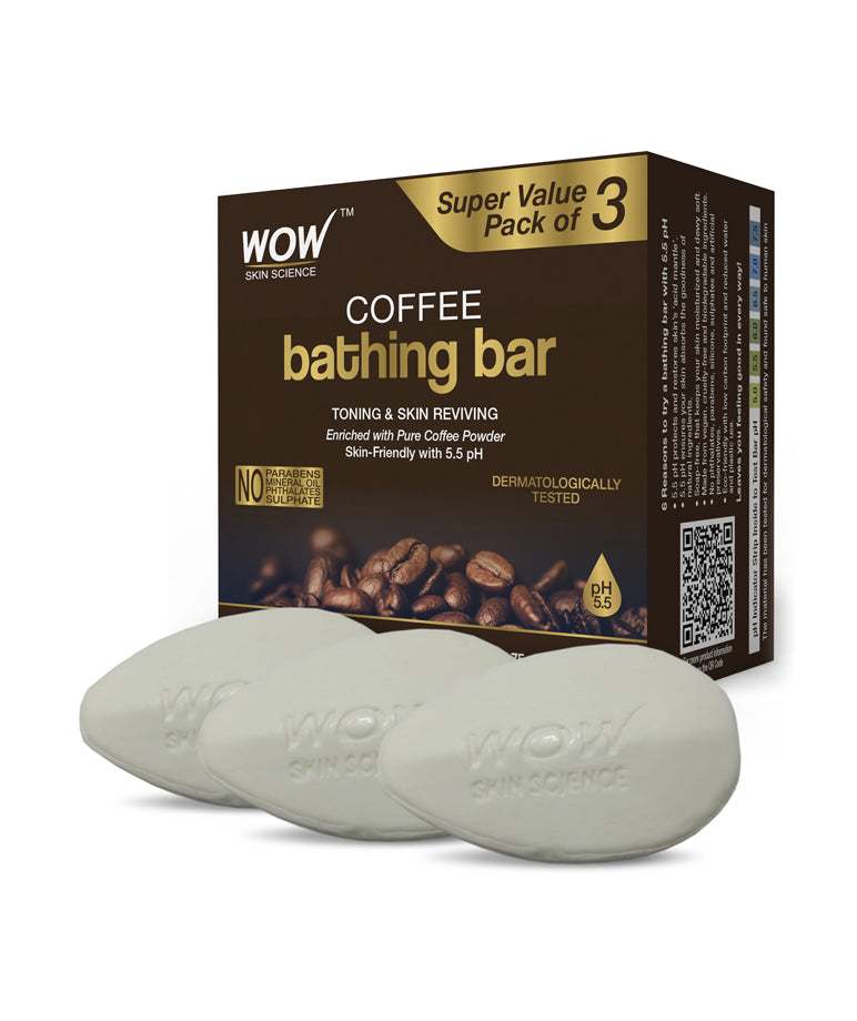 WOW Skin Science Coffee Bathing Bar - Pack of 3 (75gm Each)