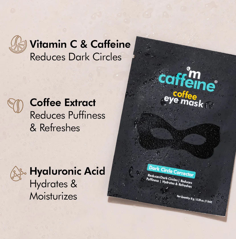 MCaffeine Coffee Eye Mask for Dark Circles & Puffiness with Vitamin C & Caffeine - 2x Hydration (Pack of 3) - 8gm