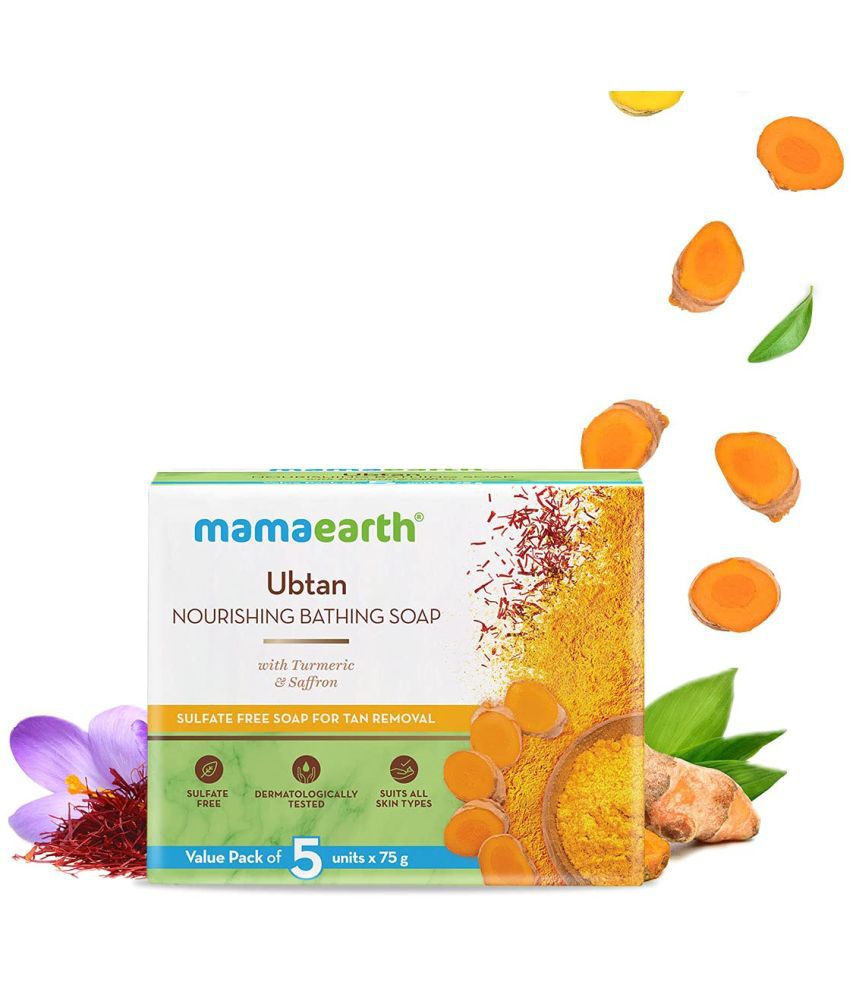 Mamaearth Ubtan Nourishing Bathing Soap 375GM ( Pack of 5), Mamaearth Ubtan  Soap, best soap, best ubtan soap 