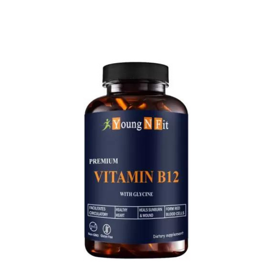Young N Fit Nutrition Organic B Complex Vitamins B12 and Biotin for Metabolism, Hair and Energy - 60 Capsules