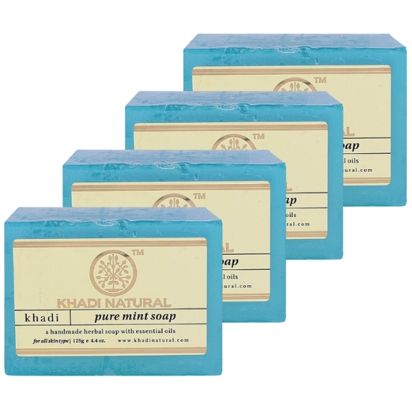 Khadi Natural Herbal Handmade Pure Mint Soap - 125gm (Pack of 4)