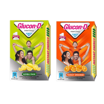 Glucon-D Instant Energy Health Drink Combo Pack (Nimbu Pani) & (Tangy Orange) - 450gm, Glucon-D