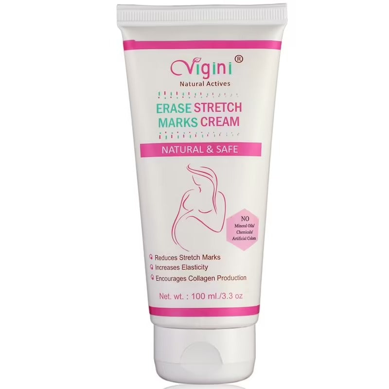 Vigini 100% Natural Actives Stretch Marks Scar removal cream , Bio Oils a mark remover in during or after Pregnancy Delivery for women, remove hyper pigmentation uneven skin tone - 100gm