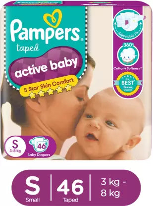 Pampers Active Baby Diapers (S) - (46 Pieces)