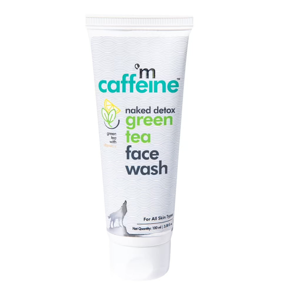 MCaffeine Vitamin C Green Tea Face Wash with Hyaluronic Acid - Dirt Removal Soap Free Face Cleanser - 100ml