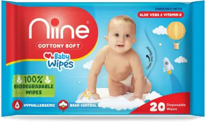 niine Combo of Baby Diaper Pants (L) Size 60 Pants with 20 Baby Wipes