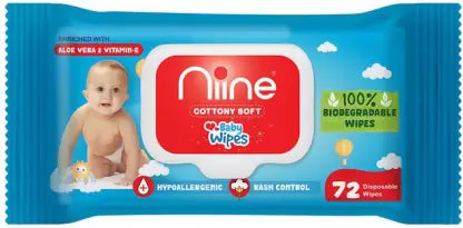 niine combo of Baby Diaper Pants (M) size 152 count with Baby Wipe 72 count