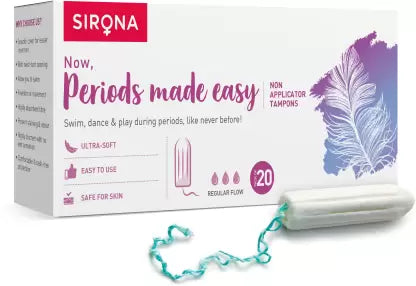 SIRONA Periods Made Easy Non Applicator Tampons for Regular Flow (1 Box of 20 tampons )