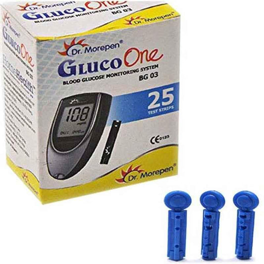 Dr. Morepen Gluco One BG-03 Blood Glucose Test Strips, 25 Pcs - 1 N, Dr. Morepen Gluco One BG-03 Blood Glucose Test Strips