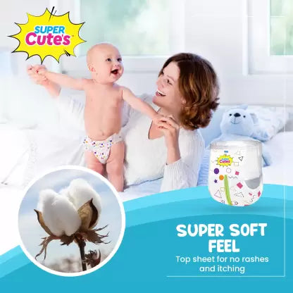 Super Cute's Premium Ultra Thin Diaper Pants with Wetness Indicator 2x Absorption & Comfort (S) - (155 Pieces)