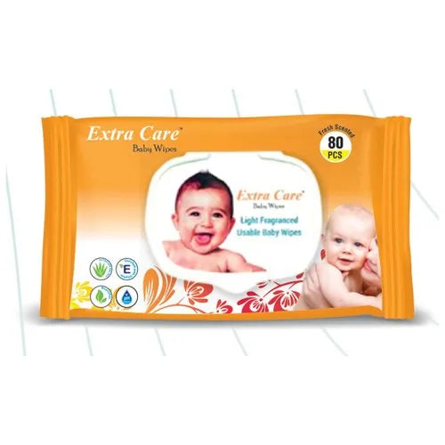 Extra Care Premium Baby Wipes Pack of (1) 80 pcs each, Extra Care Premium Baby Wipes ,extra care baby wipes extra care wipes
