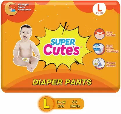 Super Cute's Wonder Pullups Diaper Pants with Wetness Indicator & Leak Lock Technology (L) - (99 Pieces)