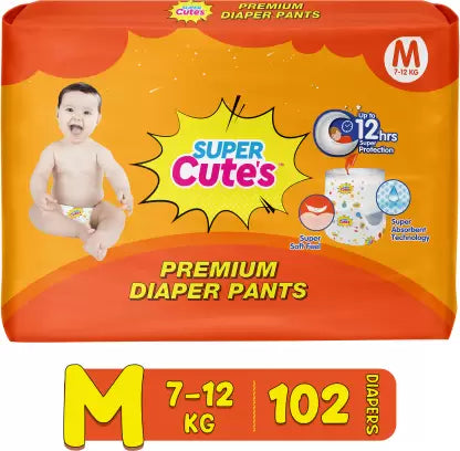 Super Cute's Wonder Pullups Soft Feel Diaper Pant with Super Absorbent & Leak Lock Technology (M) - (102 Pieces)