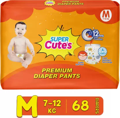 Super Cute's Wonder Pullups Soft Feel Diaper Pant with Super Absorbent & Leak Lock Technology (M) - (68 Pieces)